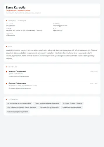 Yönetici Asistanı Cv Örnekleri cv indir